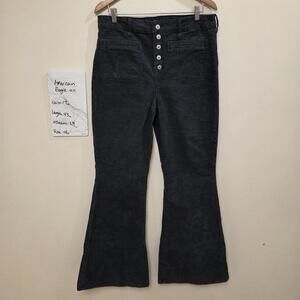 American Eagle Sz 14 Corduroy Super High-Waisted Flare Pants in Dark Gray Womens